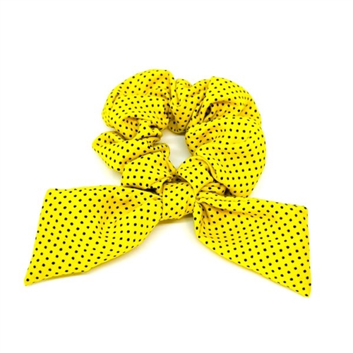 Scrunchie tail i gul med sort prikker
